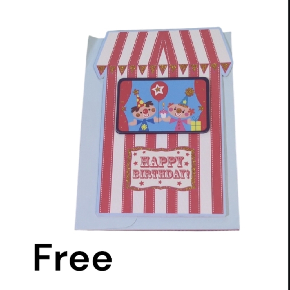 Free With Purchase Colorful Children's Birthday Card with Circus Theme